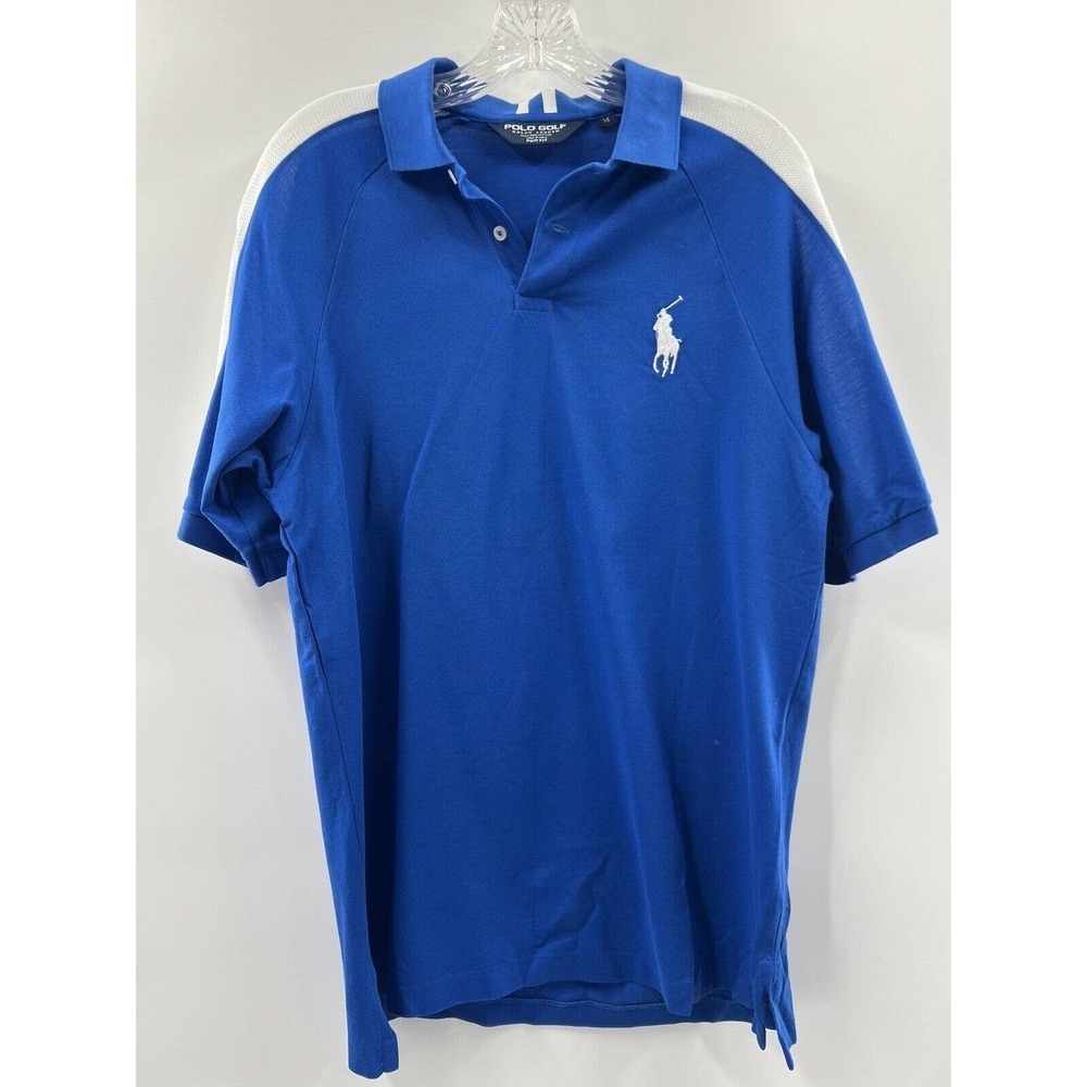 Ralph Lauren Polo Golf Men’s Short Sleeve Blue & White Polo Shirt Size Medium